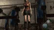 a woman in a plaid skirt is standing in a video game