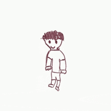 a child 's drawing of a person waving with the words hello below