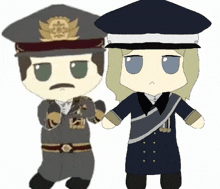 a cartoon of a man in a military uniform and a woman in a military uniform