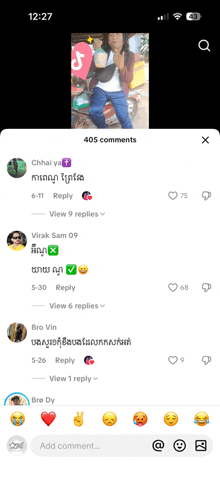 a screenshot of a social media app with 405 comments on it
