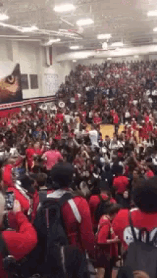 a large crowd of people are gathered in a gymnasium