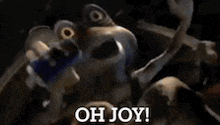 a cartoon character holding a can of pepsi and saying oh joy .