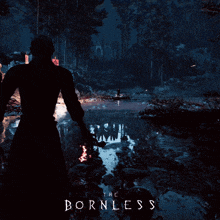 a video game called the bornless shows a person holding a fireball