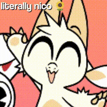 a cartoon of a cat with a flower on its head and the words `` literally nico '' below it .