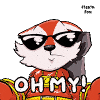 a cartoon fox wearing sunglasses and a chain around his neck says " oh my "