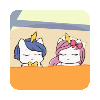 a cartoon of two unicorns with the words bedtime written above them