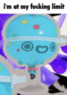 a picture of a cartoon character with the words `` i 'm at my fucking limit '' written on the bottom .