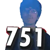 a man with glasses holds up the number 751 in front of his face
