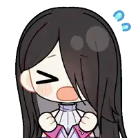 a cartoon drawing of a girl with long black hair and a surprised look on her face