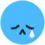 a blue smiley face with a crying eye and a tear coming out of it .