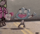 a cartoon character is holding a megaphone in his hand