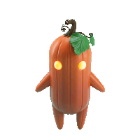 a cartoon pumpkin with a green leaf on top