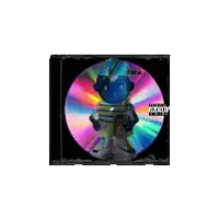 a cd with a cartoon character on it and a parental advisory sticker