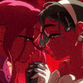 a cartoon of two women kissing with a key in their mouth