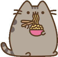 Pusheen Noodle Sticker - Pusheen Noodle Eating Stickers