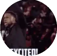 a man in a circle with the word excited in the corner