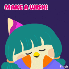 an illustration of a girl with the words make a wish on it
