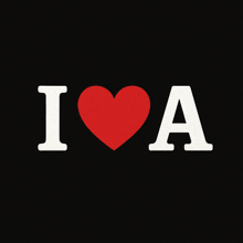 a black background with the words i love a and a heart