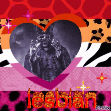 a picture of a skeleton in a heart and the word lesbian