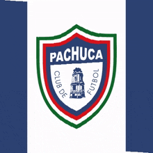 a logo for pachuca club de futbol with a clock tower in the center