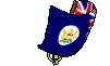 a blue flag with a red white and yellow british flag on it .