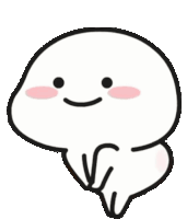 a cartoon drawing of a ghost with a smiling face and a pink cheek .