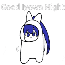 a drawing of a girl in a bunny costume with the words good lyowa night written on it