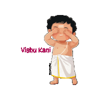 a cartoon of a shirtless man covering his eyes with his hands and the words vishu kani below him