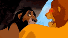 scar and simba from the lion king are looking at each other with red eyes