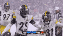 a football game between the steelers and the cleveland browns is being played in the snow