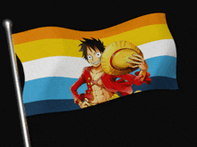 Luffy One Piece Luffy Aroace Flag GIF - Luffy One Piece One Piece Luffy Aroace Flag GIFs