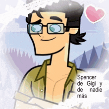 a cartoon of spencer de gigi y de nadie mas with a heart in the background