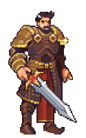 a pixel art illustration of a knight holding a sword
