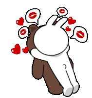Cony And Brown Kiss Sticker - Cony And Brown Kiss Hug Stickers