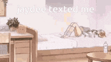 jaydee texted me while laying on a bed in a bedroom