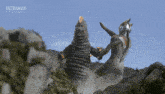 an ultraman official advertisement shows two monsters fighting