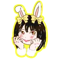 a girl with bunny ears and a bow on her head