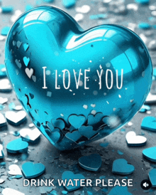 a blue heart with the words " i love you " written on it