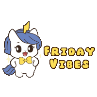 a cartoon of a unicorn with the words friday vibes above it
