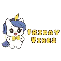 a cartoon of a unicorn with the words friday vibes above it