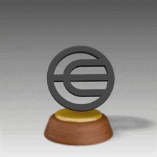 a trophy with a euro sign on top of it