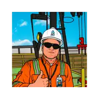 a cartoon of a man wearing a hard hat and giving a thumbs up