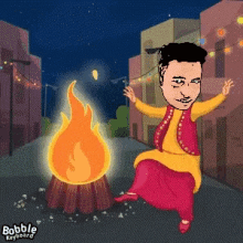 celebrate dancing lohri fire