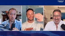 three men are on a podcast called mediatouch