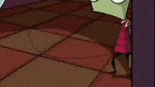 a cartoon character is holding a briefcase and standing next to another character .