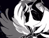 a black and white drawing of a person 's face with a black background