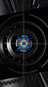 it looks like a futuristic clock with a black hole in the center .
