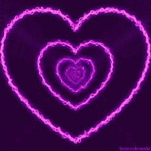 a purple background with glowing pink hearts and the name konczakowski at the bottom