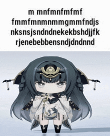 a drawing of a girl with long black hair and a samurai hat