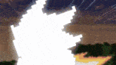 a pixel art drawing of a white arrow pointing to the left